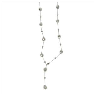 Pearl Necklace Silver Coating Mini Faux Pearls Stainless Steel